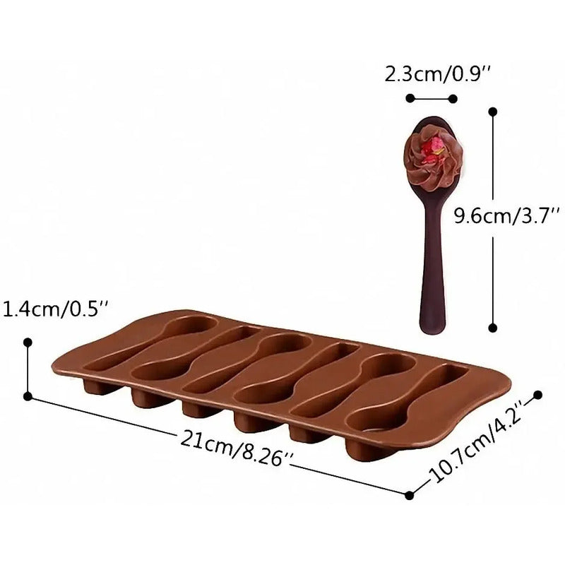 Pack X2 Molde Chocolate Moldes Silicona Chocolate Cucharas Bordó