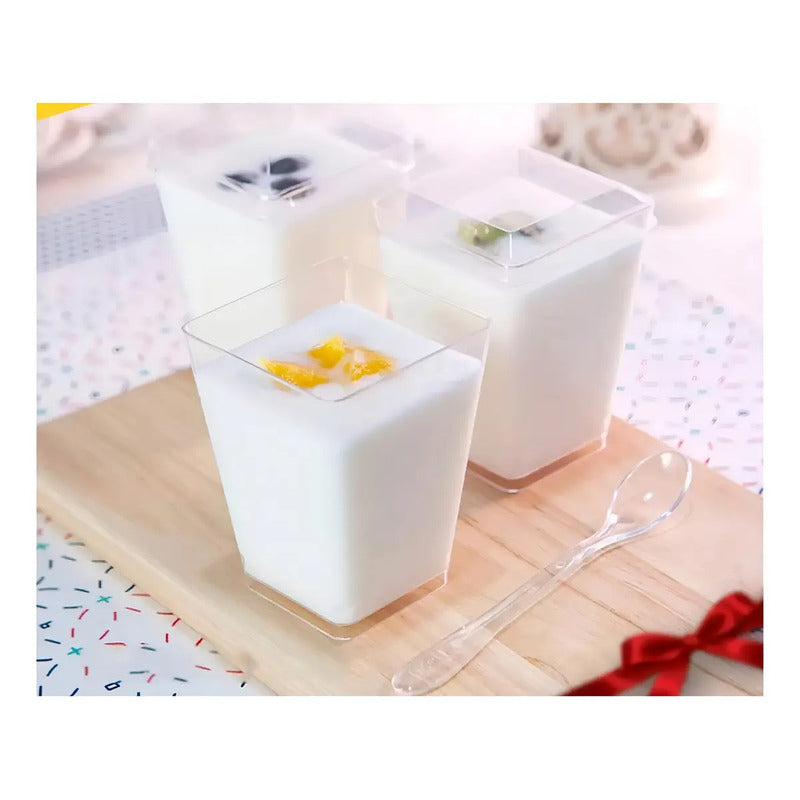 Pack X40 Vasos Para Postres Set De Vasos Shot Postres C/tapa 220ml Vaso Para Dulces Vaso De Dulces Vasos De 220ml Pocillo Para Postre Pasteleriuscl
