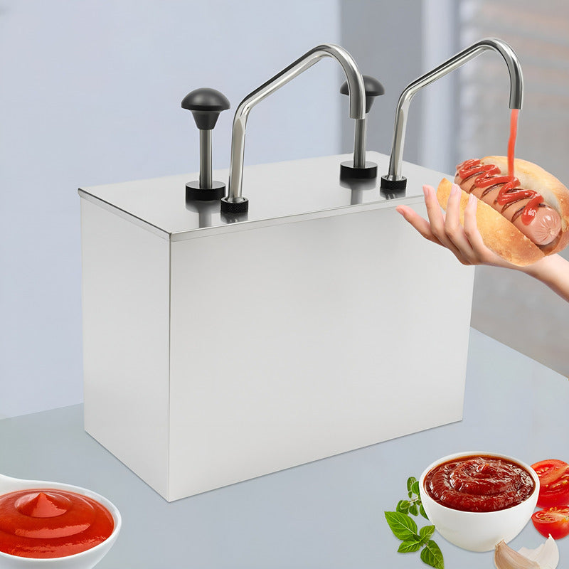 Dispensador De Salsa Comercial Dispensador Salsa Doble 4l Plateado / Dispensador Bomba Doble