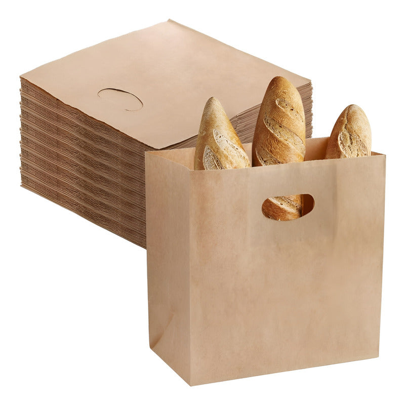 50 Bolsas Papel Bolsas Papel Kraft Bolsa Con Manilla 35x32cm - Marrón Claro / Bolsas Kraft 35x32cm - Bolsa