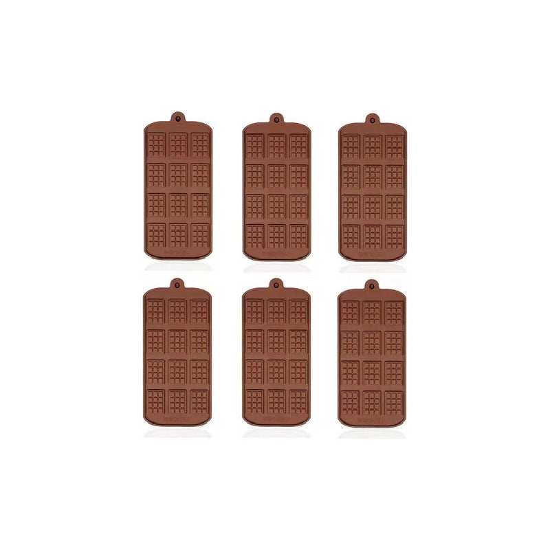 Pack 6 Moldes De Chocolate Barra Silicona Lámina Pastelería