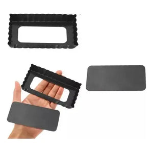 Pack De 6 Moldes Rectangulares Para Mini Tartaletas Con Base Desmontable Antiadherente Gris