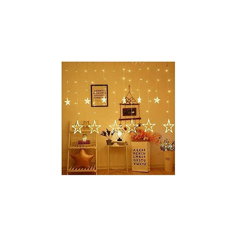 2 Luces Navideñas Cascadas Estrella Luces Cascadas Calida 3m Amarillo 3014