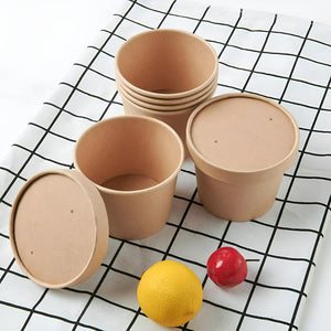 Set X50 Potes Contenedor De Alimentos Pote Kraft C/tapa 12oz