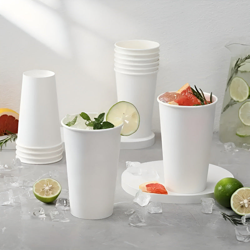 50 Vasos Polipapel Vasos Plasticos Desechables C/tapa 20 Oz Blanco