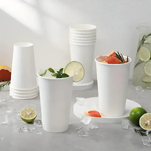 50 Vasos Polipapel Vasos Plasticos Desechables C/tapa 20 Oz Blanco