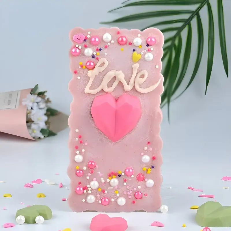Molde Silicona Antiadherente 2x Para Chocolate Corazón Geométrico 15 Mini Marrón Claro