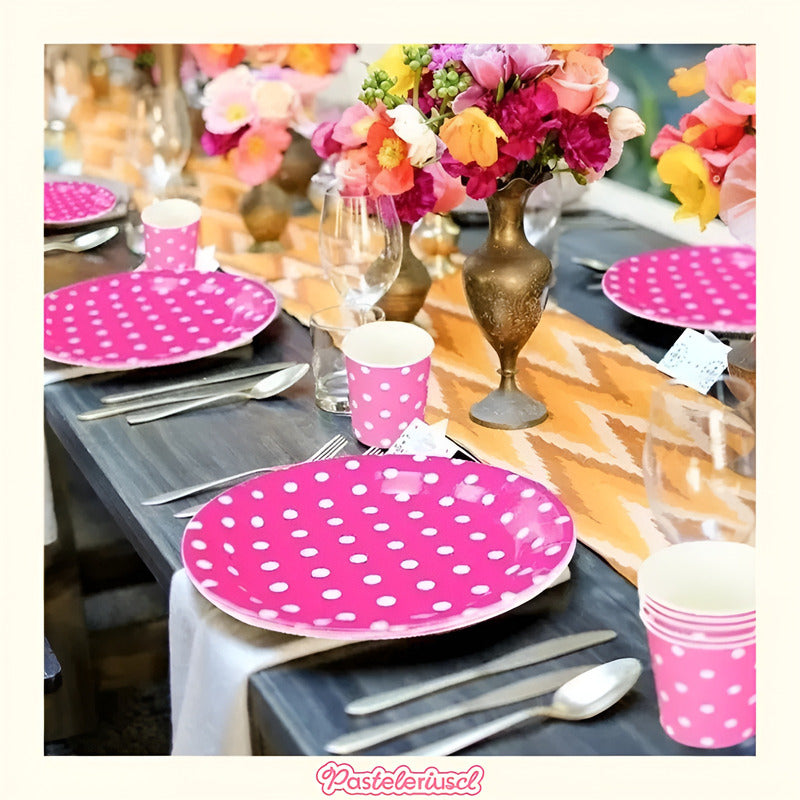 10 Platos Desechables Platos Cumpleaños Platos De Papel 18cm Fucsia