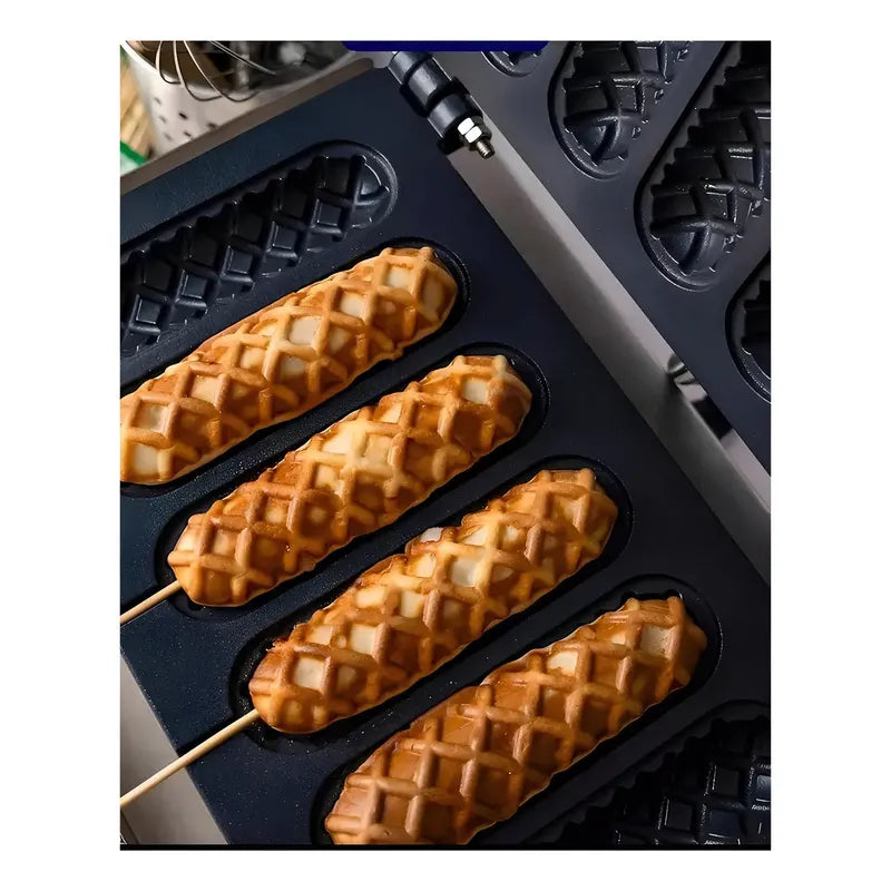 Wafleras Con Formas Hot Dog Maker Maquina Para Waffles 1550w Máquina Comercial Antiadherente Para Banderines Máquina... Plateado