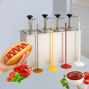 Dispensador De Salsa Dispensador Bomba Dosificador Salsa 8l Plateado / Dispensador De 4 Bomba