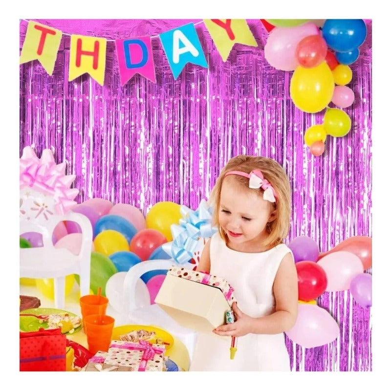 X2 Guirnalda Cortina Metálicas Cortina De Cumpleaños Violeta Violeta Cortina 101066