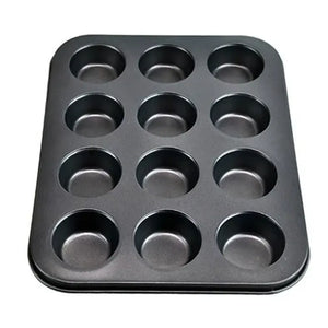 Molde 12 Muffins Cupcakes Placa Teflón Pettish Online Vc Color Negro