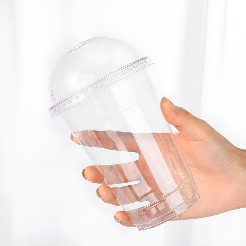 100 Vasos Plasticos Desechables Vaso Tapa Domo Sin Hoyo 20oz Transparente
