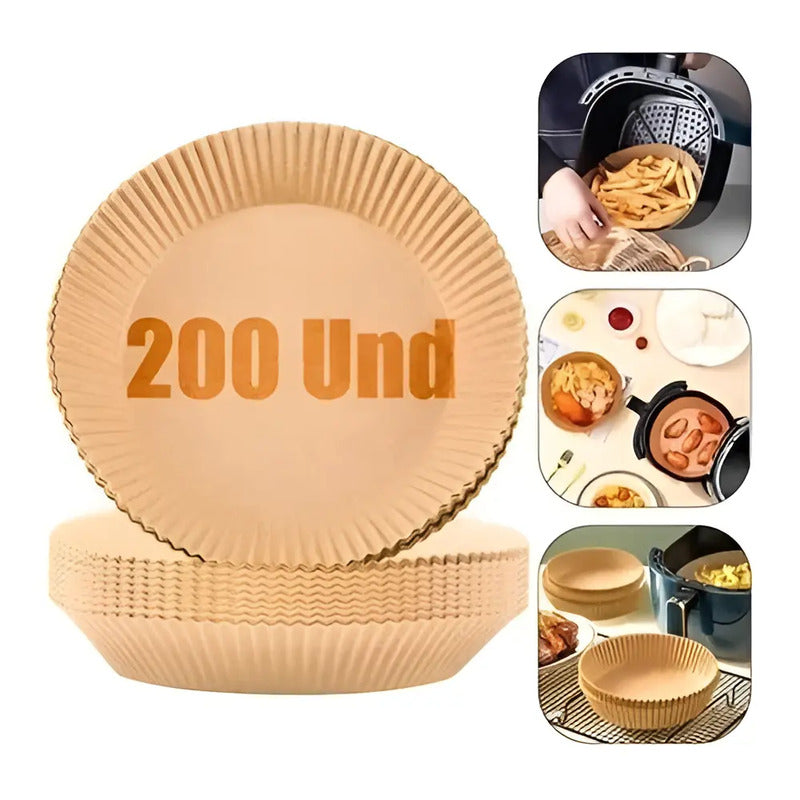 Pack 200 Papel Para Freidora Air Fryer Forro Antihaderente Beige