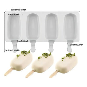 Levys Bazar Molde Silicona 4 Para Helado De Palito Blanco