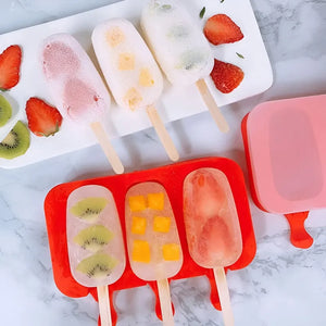 Moldes De Silicona Para Helados Molde Paletas Helado 3 Cavid Multicolor