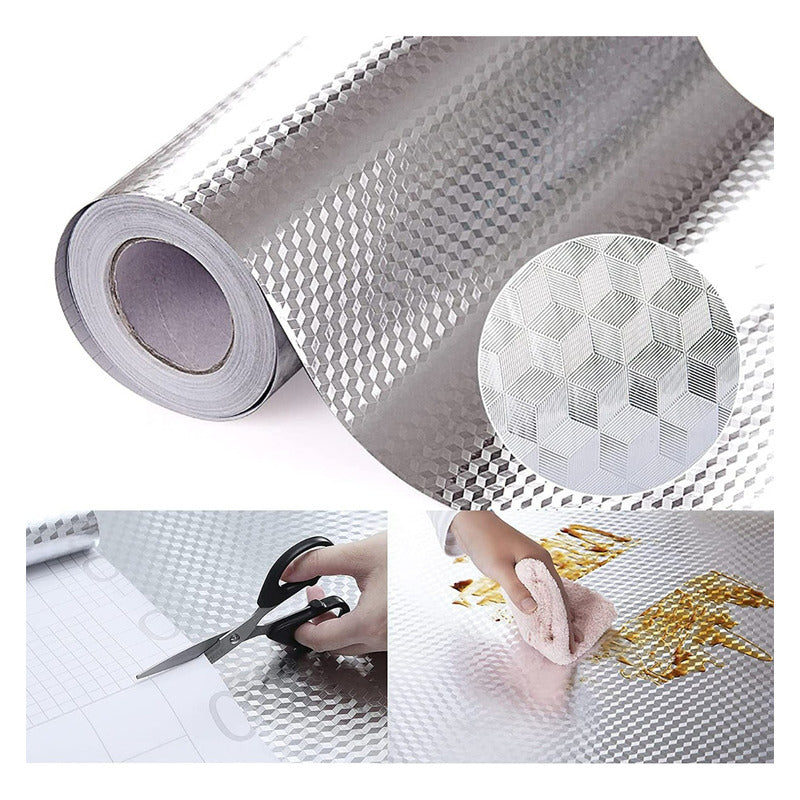 2 Papel Aluminio Autoadhesivo Papel Mural Cocina Laminas 3m Gris