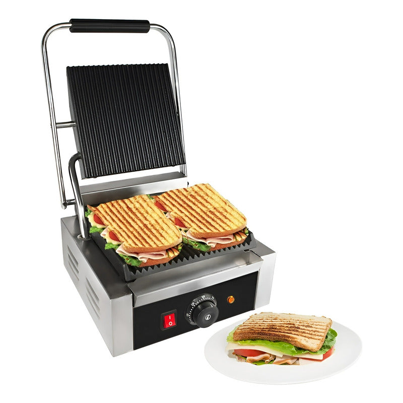 Panini Sandwichera Tostadora Sandwichera Panini Grill 1800w Plateado