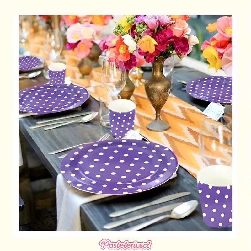 10 Platos De Papel Platos Cumpleaños Platos Desechables 23cm Violeta