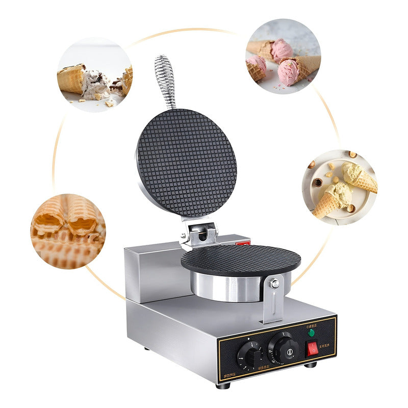 Wafflera Maquina Para Hacer Conos Para Helado Waffle 1200w Plateado