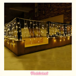 Guirnalda De 100 Luces Led Cascadas Luces Exterior Cortina Amarillo