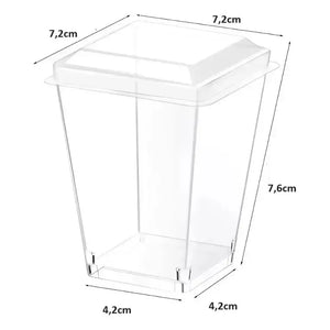 Vasos Acrílico 220ml Con Tapa Transparentes Pack 40 Pastelería Cl Para Postres