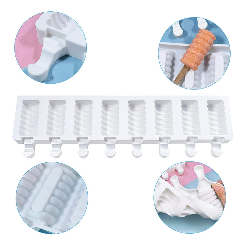 Molde Helado Silicona Molde Helados Moldes Paletas Espiral Blanco