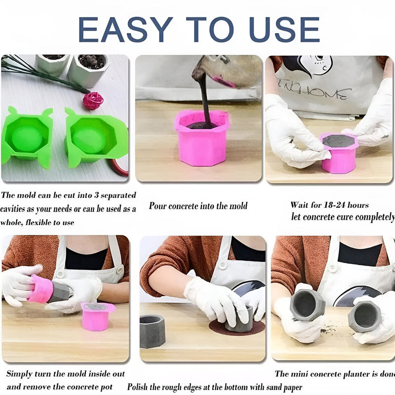 2 Moldes De Silicona Macetas Moldes Para Yeso Molde Maceta