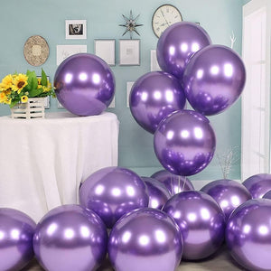 Pack 25 Set De Cumpleaños Globos Cromado Globos Violeta 25cm