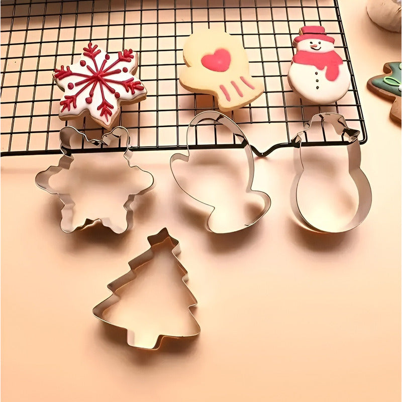 Set 24 Cortadores De Galletas Navidad Moldes Para Galletas Plateado