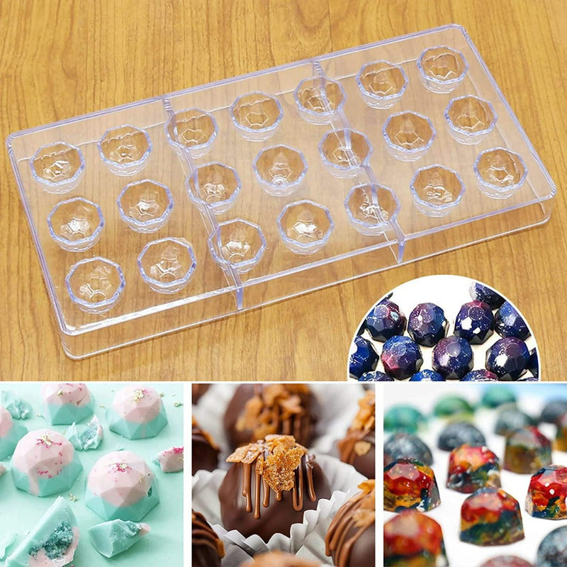 X2 Moldes Chocolate Ovalado + Moldes Policarbonato Diamante Transparente