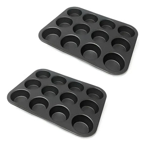 Pack De 2 Moldes Antiadherentes Para 12 Cupcakes Rectangulares De Metal