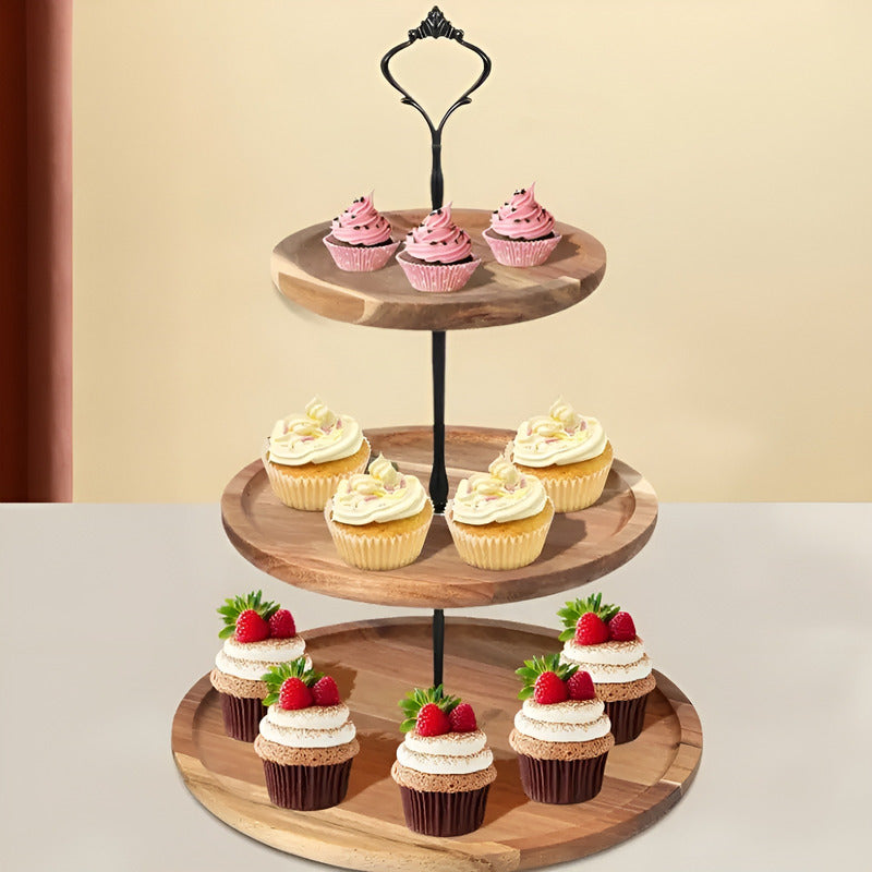 Porta Cupcakes Base Para Cupcakes Alzadores Candy Bar 3niv Marrón / Porta Cupcake Madera 3 Niv