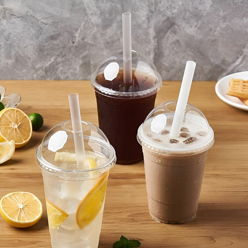 200 Vasos Plastico Desechables Vasos C/tapa Domo C/hoyo 16oz Transparentes