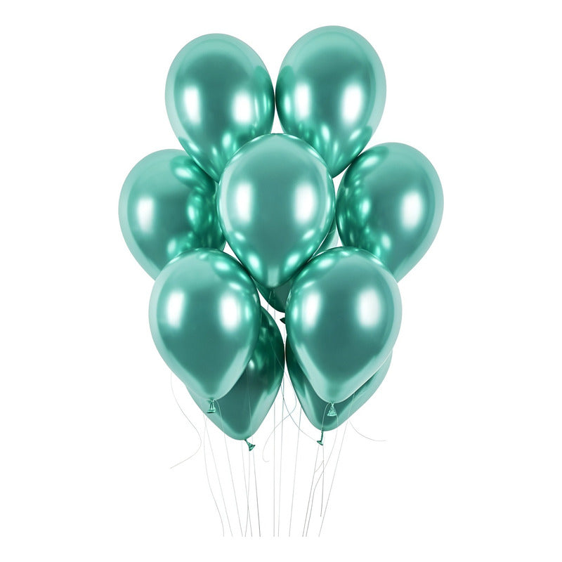 25 Set De Cumpleaños Globos Cromados Globos Cumpleaños 25cm Verde Oscuro Redondo