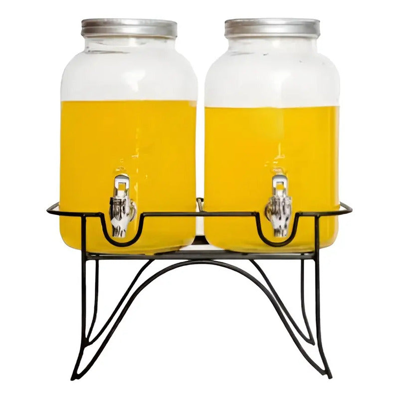Jarro Dispensador De Bebida Doble Dispensador De Jugo 5l Negro Doble 5l