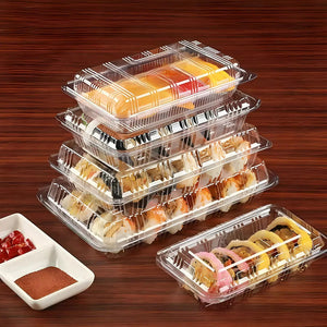 200 Envases Para Sushi Bandeja Plastica Transparente 2 Rolls Envase Plástico Transparente Para Sushi Con Tapa Dura Bandejas Desechables Para Delivery Y Restaurante Contenedor Para Comida Pasteleriuscl