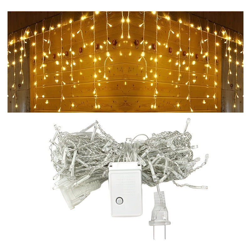 Luces Navidad Cortina Luces Led Cascada Luces Guirnalda 3mts Amarillo