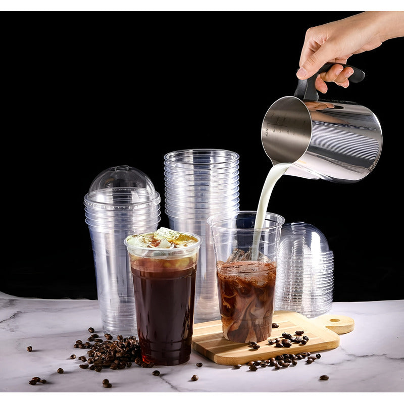 200 Vasos Plasticos Desechables Vaso Tapa Domo Con Hoyo 24oz