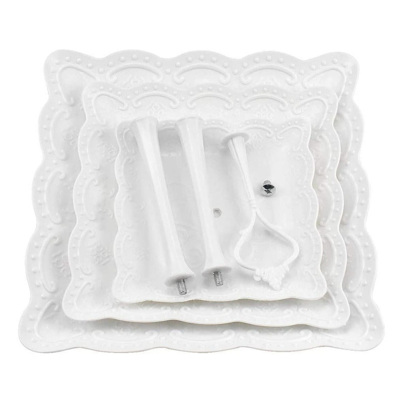 Pack X4 Porta Torta Porta Cupcakes  Torre Porta Cupcake Blanco