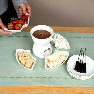 Fondue Queso Juego De Fondue Ceramica Fondue Chocolate 10pcs Blanco