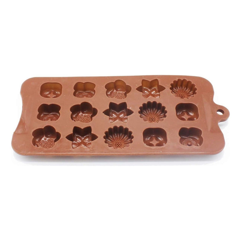 Moldes De Chocolate Moldes Chocolate Silicona 5 Flores N1 - Marrón 607