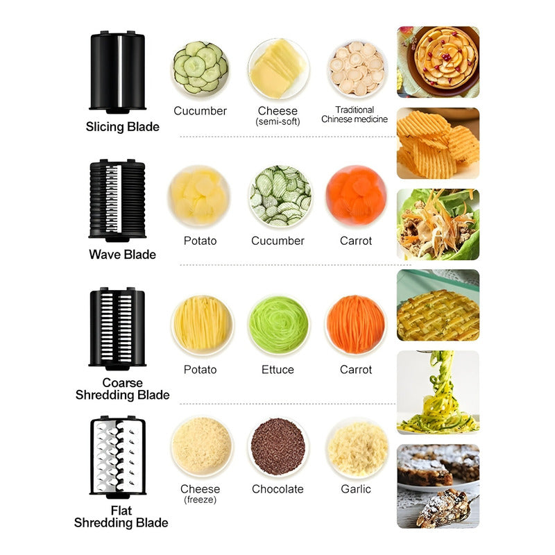 Rallador De Queso Rallador Queso Rallador Multiusos 250w Negro