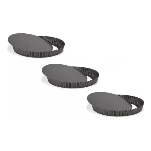 Pack X3 Moldes Desmontables 24cm Kuchen Molde Para Pie Tartaleta Desmontable Molde Redondo Extraíble Con Fondo... Gris