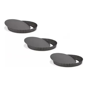Pack X3 Moldes Desmontables 24cm Kuchen Molde Para Pie Tartaleta Desmontable Molde Redondo Extraíble Con Fondo... Gris