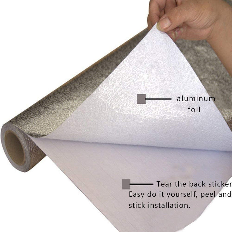 Papel Aluminio Autoadhesivo Papel Mural Cocina Laminas 3mts Gris Rollo 3mx40cm  120403