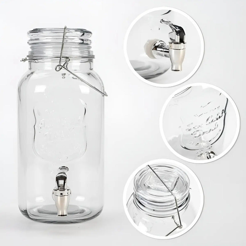 Dispensador De Bebidas Jarro De Vidrio Para Jugos Jarra 3.8l Color Transparente