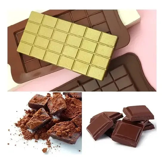Pack X3 Moldes De Chocolate Barra De Chocolate Silicona Color Marrón Oscuro Tableta Cuadrados Chocolates Insumos Reposteria Marrón Pasteleriacl