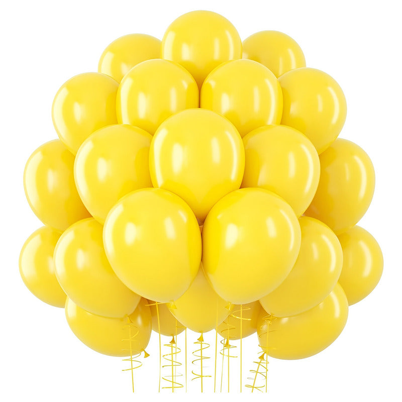 Set X50 Globos Cotillon Fiesta Globos De Cumpleaños 25cm Amarillo Globos De Cumpleaños