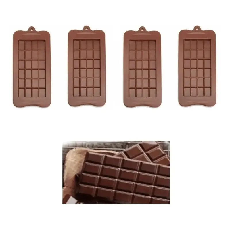 Pack 4 Moldes De Chocolate Molde Barra De Chocolate Silicona Bordó